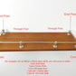 Order guide diagram showing how to measure and select end posts, corner posts, through posts, and rods for a shelf gallery rail