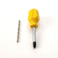 Brass Gallery Rail shelf gallery rail assembly kit featuring a yellow mini screwdriver and a small drill bit for easy installation.