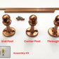 Brass Gallery Rail solid brass gallery rail set with warm copper finish, including end post, corner post, through post, rails, and assembly kit with screws. view7