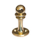 Brass Gallery Rail solid polished brass through post with a straight pass-through hole for intermediate shelf rail support, single product shot on white background.