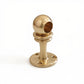 Solid unlacquered brass kitchen rail end post with spherical ball cap and mounting flange